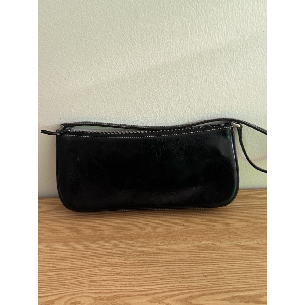 1990s Kate Spade New York Black‎  Leather Baguette Made in Italy - Picture 3 of 10